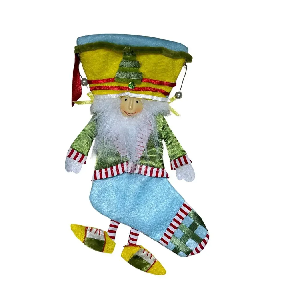 Set/2 Whimsical Elf Toy Soldier Christmas Stockings 16” Felt Fabric‎ Decor CUTE